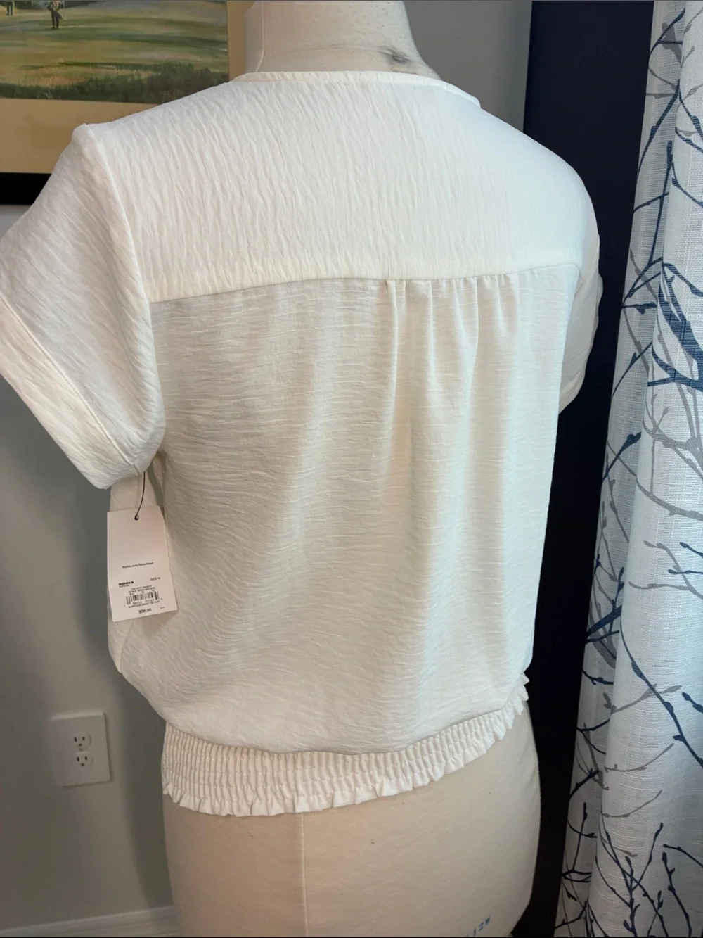 Nine West Cream Surplice Short Sleeve Top - Picture 5 of 8